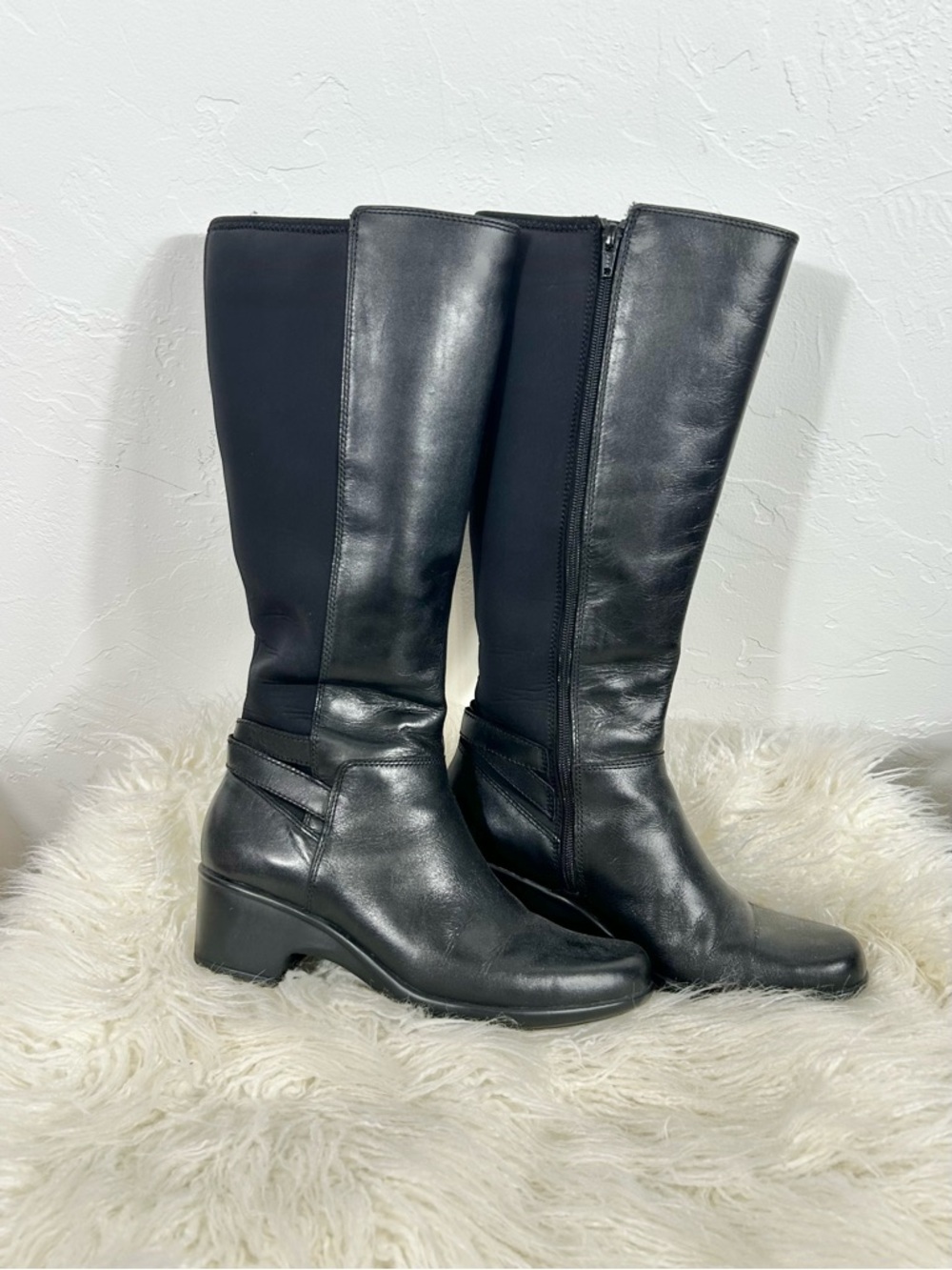 Clarks Black Leather Malia Palms Riding Boots Size 10M